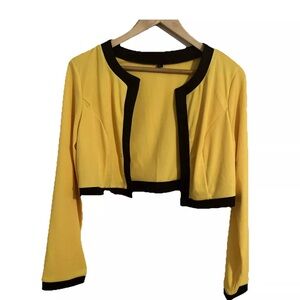 Women's Size Large Cropped Yellow Open Cardigan Lightweight Sexy